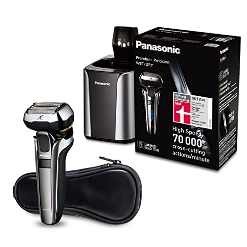 Panasonic Premium Rasierer ES-LV9Q mit ultraflexiblem 5D-Scherkopf, schonender Nass und Trockenrasierer mit Reinigungsstation, Silber, 1 Stück (1er Pack)