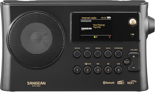 SANGEAN WFR-28 BT – Portables Internet-Radio mit WiFi, Musik-Streaming, DAB+/FM, Bluetooth, AUX - Einfache Bedienung via Control-App, Schwarz