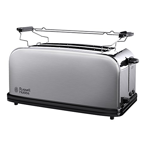 Russell Hobbs Toaster [2-Schlitz-Langschlitz für 4 Scheiben / 2 breite Brotscheiben] Adventure Edelstahl (extra breite Toastschlitze, inkl. Brötchenaufsatz, 6 Bräunungsstufen + Auftaufunktion)23610-56