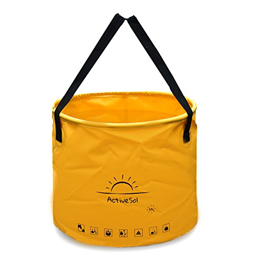 Faltbarer Eimer von ActiveSol | Robuster Falteimer | Wassereimer: leicht, platzsparend, vielseitig | Faltschüssel für Urlaub, Garten, Outdoor, Angeln & Camping | Zusammenklappbar (Gelb | 25 L)