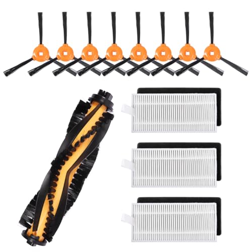12 Ersatzzubehörsatz für ECOVACS DEEBOT N79S & N79 Roboter-Staubsauger, Wert für 1 Hauptbürste + 3 HEPA-Filter + 8 Seitenbürsten von KEEPOW
