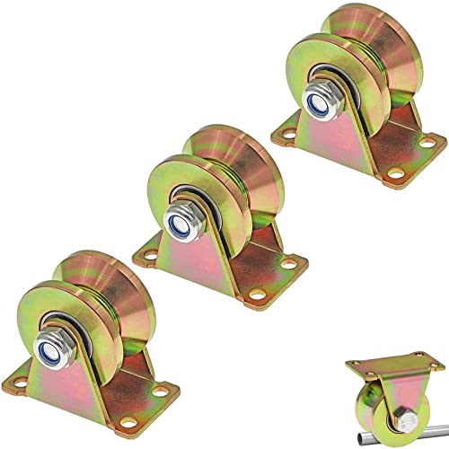 Generic 3 3 Stück V Nut Riemenscheibe, mit Halterung, 31mm/1,22 Zoll, Schiebetor, Hebe Rollen, Rad, Starrrollen, Schwerlast, für Umgekehrtes Gleis, Industriemaschinen, Kupfer