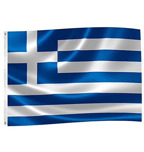 150x90cm Griechenland Flagge, Griechische Fahne mit 2 Metallösen für den Innen- und Außenbereich, Griechenland Nationalflagge in leuchtenden Farben, dekoriert bei Sportveranstaltungen, Partys, Paraden