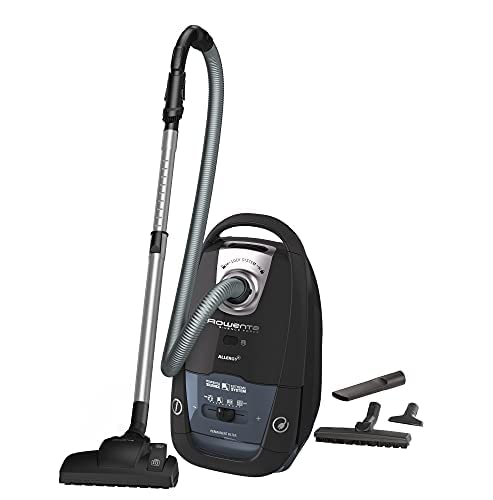 Rowenta RO7755 Silence Force Allergy+ Bodenstaubsauger mit Beutel | Effitech-Motor | 75 dB(A) | 4,5 Liter Fassungsvermögen | 750 Watt Leistung | Schwarz