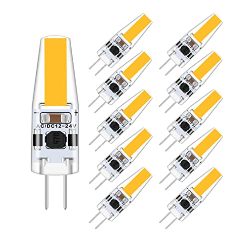 kuyamilay Dimmbar G4 Led Warmweiss,G4 3W LED Bulbs, Replaces 20W Halogen Bulbs,AC/DC 12-24V LED Lampen,AC 12V G4 Led Stiftsocked,10er Pack.