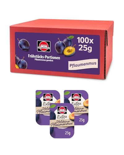 Schwartau Extra Pflaumenmus Portionen, Konfitüre Portionsschalen, Großpackung, 100x25g