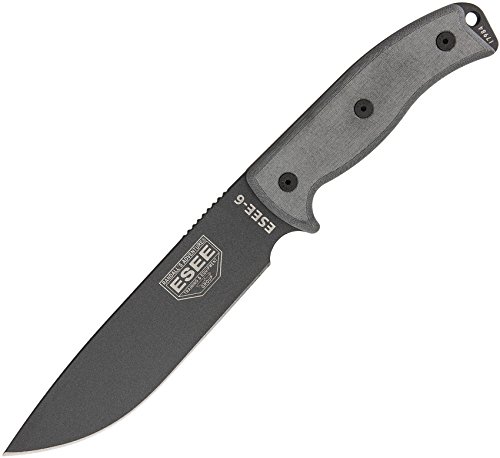 ESEE Unisex – Erwachsene, Outdoormesser | Klingenlänge: 14,6 cm, Griff: Micarta, Model 6 Tactical, Mehrfarbig, normal