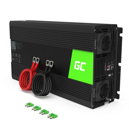 Green Cell® 1500W/3000W 12V auf 230V Reiner Sinus Volt kfz Spannungswandler Wechselrichter Konverter Pure Sine Wave Power Solar Inverter DC AC Umwandler Stromwandler Wohnwagen Auto Autoladegerät