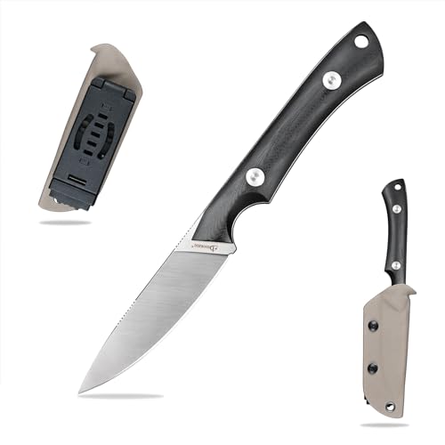 SDOKEDC DC53 Stahl messer Feststehende Klinge mit Kydex Scheide Jagdmesser für Männer EDC Outdoor Camping Survival (Weiß Schwarz)