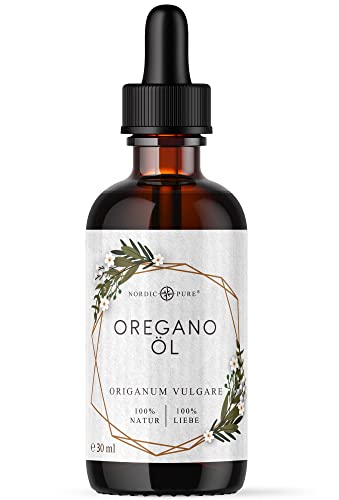 Oregano Öl von Nordic Pure 30ml (=1200 Tropfen), 100% ätherisches Oregano Oil ohne Zusätze, Essentielles Oregano Öl aus Origanum Vulgare, Abgefüllt In Deutschland in Lebensmittelqualität