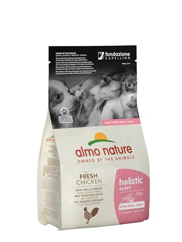 Almo Nature Holistic Puppy XS/Small mit Frischem Huhn- Komplett-Trockenfutter Für Welpen & Junghunde -kleiner Rassen - 6er pack (6x400g)