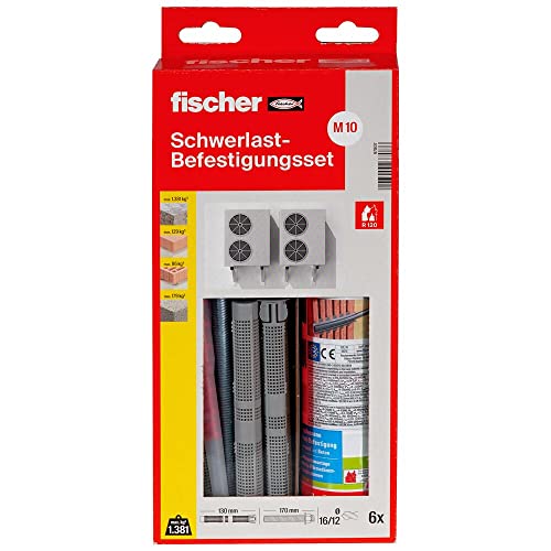 fischer Schwerlast-Befestigungsset 300 T SBS Set M10 - Der vielseitige Injektionsmörtel für Beton und Mauerwerk - Set mit Ankerstangen M 10 und Ankerhülsen - 21 Teile - Art.-Nr. 97807, Weiß, 300ml