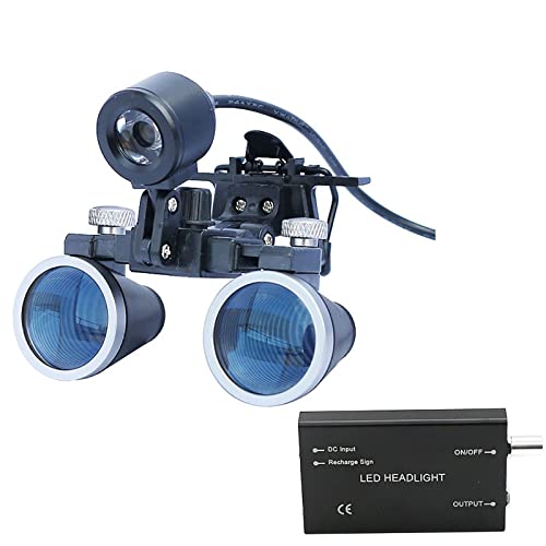 Chirurgische Fernglas-Lupen, 2.5X 3.5X Binokularlupe Lupe, Verstellbares Kopfband Binokularlupe Lupe Mit Optischer Brille Mit 3 W / 5 W LED-Licht, Für Den Betrieb In Der Zahnchirurgie Und Andere (Col
