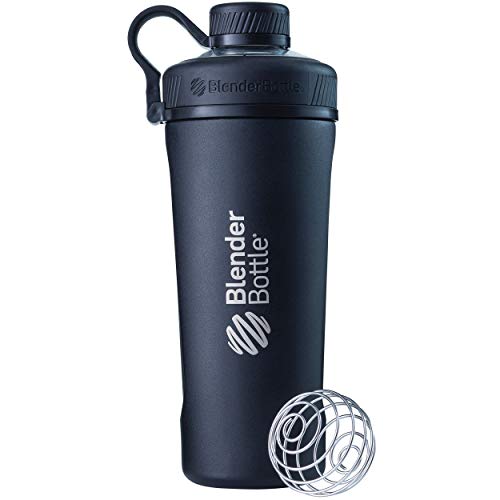 BlenderBottle Radian Edelstahl Trinkflasche, Thermoflasche mit BlenderBall, geeignet als Wasserflasche, Protein Shaker und Fitness Shaker, BPA frei, Doppelwandig, Vakuum isoliert - schwarz (770ml)