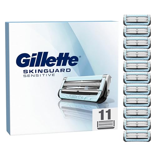 Gillette SkinGuard Sensitive Rasierklingen für Rasierer, 11 Ersatzklingen für Nassrasierer Herren, verbesserter Gleitstreifen, passend für Fusion-Griffe