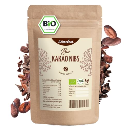 Kakaonibs Bio 1kg | aus der Criollo Kakao-Bohne | ohne Süßungsmittel | für Schokomuffins, Schokoglasuren, eine heiße Schokolade & als Zugabe in Porridges, Müslis & Co | vom Achterhof