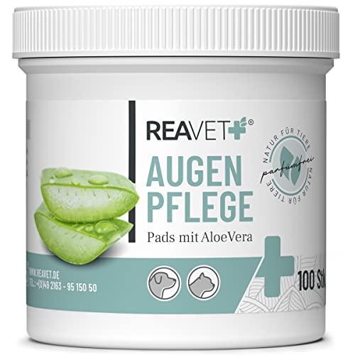 ReaVET Augenpflege Hund 100 Stück – Augenpads Hund I Sanfter Augenreiniger für Hunde, Milde & Schonende Reinigungstücher mit Augentrost, Tränenfleckentferner Hund ohne Reizen, Augen Reinigungspads