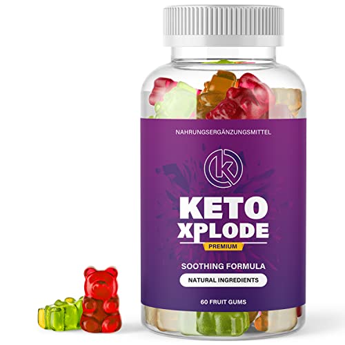 Ketoxplode Gummibärchen | Original Keto Fruchtgummies | mit natürlichem Pflanzenaroma und Grüner Tee Extrakt | 60 Stück Inhalt pro Dose (1 Dose)