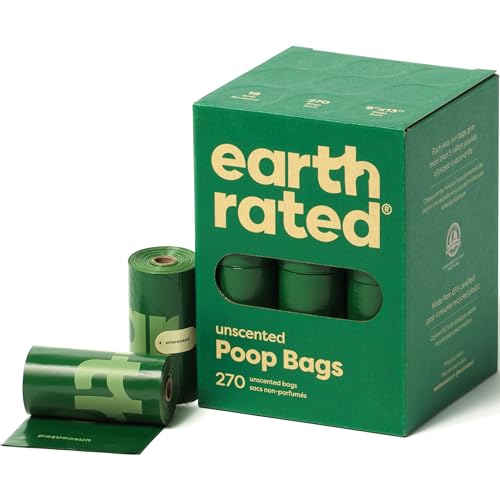 Earth Rated Hundekotbeutel, garantiert auslaufsichere und extra dicke Abfallsäcke als Nachfüllrollen für Hunde, unparfümiert, 270 Stück