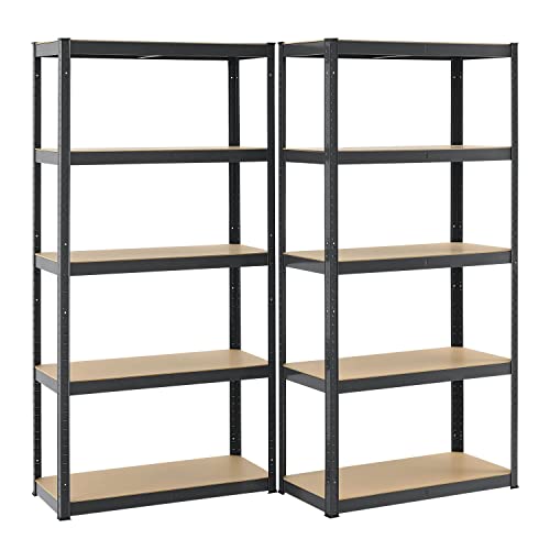 Juskys 2er-Set Lagerregal Basic 2X 180x90x40cm (HxBxT) | 1750 kg | 10 Böden | Schwerlastregal Steckregal Metall Kellerregal Regalsystem Regal (Grau)