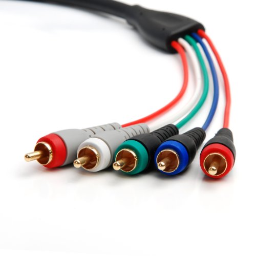 BlueRigger Component Video Cable with Audio (20FT, RCA 5 Cable, Supports 1080i) - Compatible with DVD Players, VCR, Camcorder, Projector
