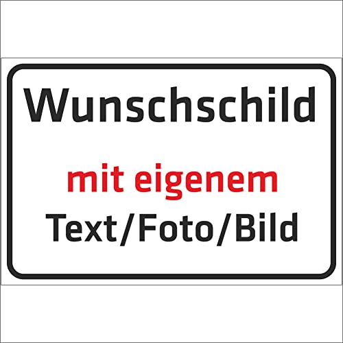 INDIGOS UG - Schilder - WUNSCHTEXT Schild - Alu-Dibond 8 Größen - personalisiert mit Foto und Text - Logo - für Garage, Hotel, Parkplatz, Schule, Carport, Firma