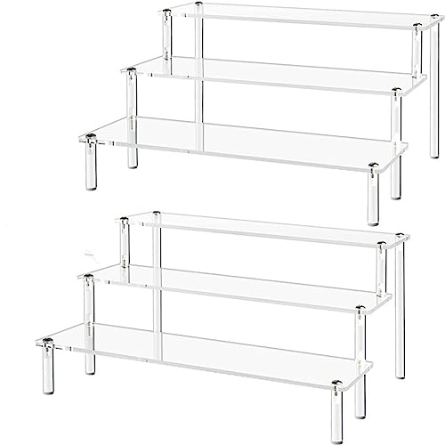 Gonice 2Stück Acryl-Ständer für Figuren, 3 Etagen, Cupcake-Ständer für Funko Pop-Kollektionen, Parfüm, Kosmetik, Organizer, Dessert-Halter (3T-2Stück)