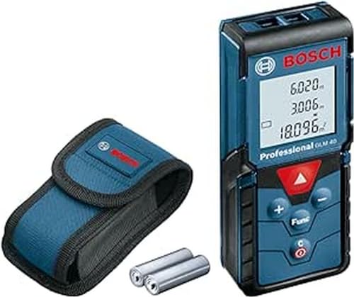 Bosch Professional Laser Entfernungsmesser GLM 40 (Flächen-/Volumenberechnung, max. Messbereich: 40 m, 2x 1,5-V Batterien, Schutztasche)