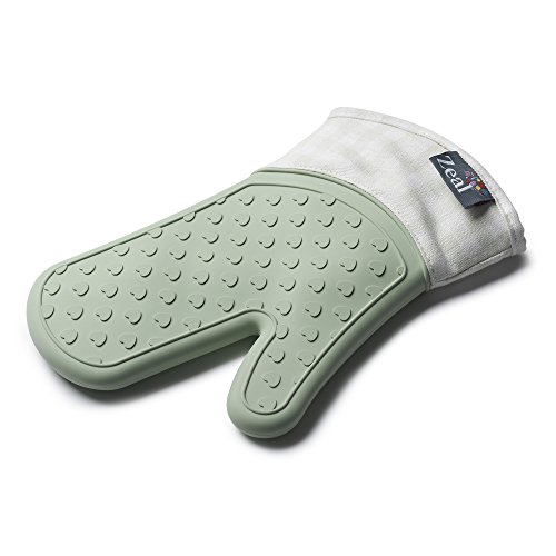 Zeal Ofenhandschuh, Silikon, robust, 29 cm lang, Gingham, Salbeigrün