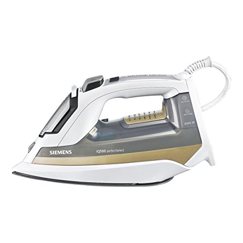 Siemens TB603010 Dampfbügeleisen iQ500 perfectSelect, 3000 W maximal, Start-Stop Control, Titanium Glissee Bügelsohle, Dampfstoßmenge 220 g, weiß / crystal topaz