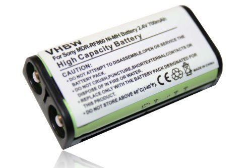 vhbw Akku kompatibel mit Sony MDR-RF4000K, MDR-RF811RK, MDR-RF840RK, MDR-RF810R Wireless Headset Kopfhörer (700mAh, 2,4V, NiMH)