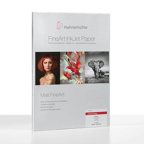 Hahnemühle 10641640 Digital FineArt German Etching Papier, 310 g/m², DIN A2, 420 x 594 mm, weiß