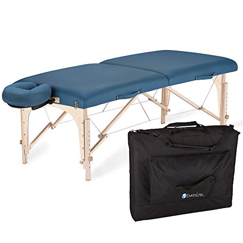 EARTHLITE Mobile Massageliege Harmony DX REIKI - Komplettpaket aus Ahornholz inkl. Verstellbarer Deluxe Kopfstütze & Tasche, Flugzeugbauqualität, Reiki Endplatten