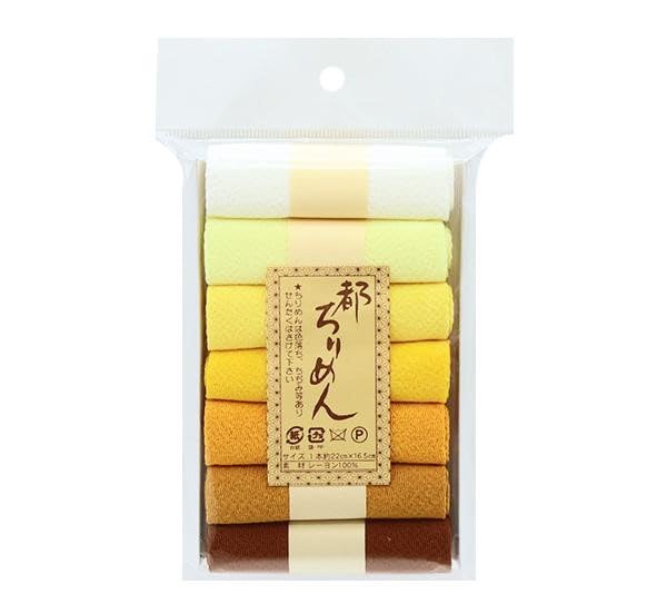 Nishimura Shoji Shoten Stoff Miyako-Chirimen Uni Set Gelb Sortiment TM-10,2 cm