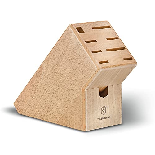 VICTORINOX Swiss Classic Messerblock aus Holz, für 8 Messer und 1 Mehrzweckschere, leer, unbestückt, Aufbewahrung, helles Buchenholz