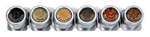 Kamenstein Gewürzregal für 5 Dosen, magnetisch 6-Zinnstreifen. 6-Tin edelstahl