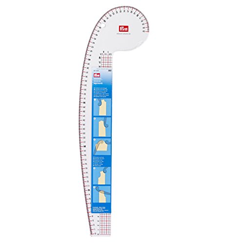 Prym 611501 Kurvenlineal für Armloch, Armkugel, Schulter und Hals, Plastic, transparent, 2,5 x 40 cm-Skala
