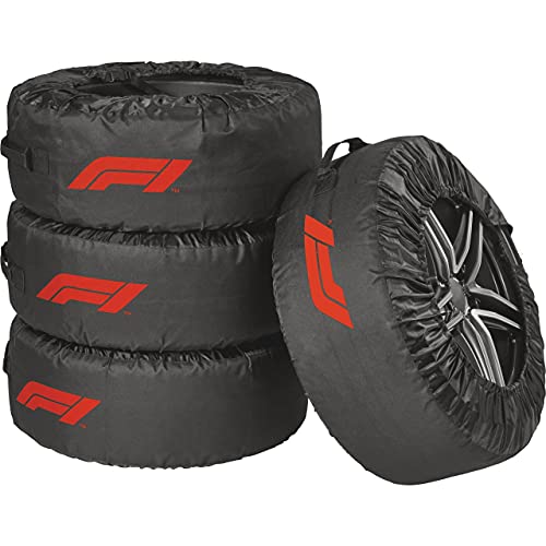 Formula 1 Reifentaschen-Set, Reifenschutzhülle, 4-teilig, wasserabweisend, waschbar, schwarz-rot, für sauberen Transport und sichere Aufbewahrung