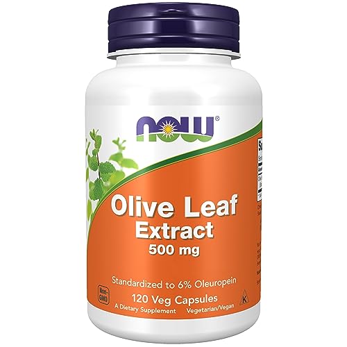 Now Foods Olive Leaf Extract (Olivenblattextrakt), 500mg,Oleuropein, hochdosiert, 120 vegane Kapseln, Laborgeprüft, Sojafrei, Glutenfrei, Vegetarisch, Ohne Gentechnik