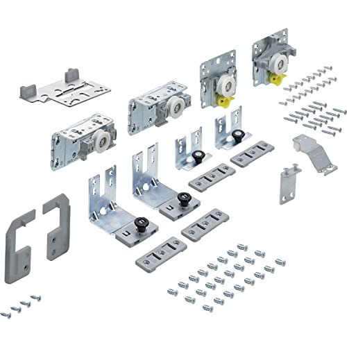 HETTICH 9242711 Silber Top Line L Schiebetürenbeschlag-Set für Schiebetüren, 2-türig Holzstärke 18-30 mm, Links Alu eloxiert
