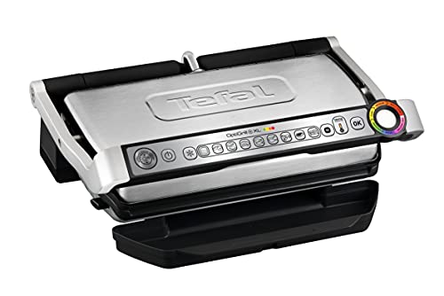 Tefal OptiGrill XL GC722D Kontaktgrill | XL-Grillfläche | Zusätzlichen Temperaturstufen | Automatische Anzeige des Garzustands | 40 cm x 20 cm | Schwarz/Edelstahl