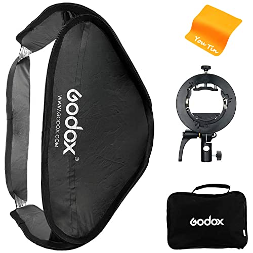 Godox Softbox Softbox Light 61 x 61 cm mit GODOX S2 S-Type Speedlite Halterung, Bowens Mount Portable Softbox Kit geeignet für GODOX V1 AD400Pro AD200Pro AD200 V860II TT685II TT600 TT350