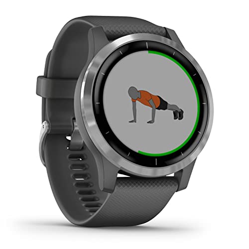 Garmin vívoactive 4 – wasserdichte GPS-Fitness-Smartwatch mit Trainingsplänen, Herzfrequenzmessung, 20 Sport-Apps, 8 Tage Akkulaufzeit, Musikplayer, Silber/Dunkelgrau (Generalüberholt)