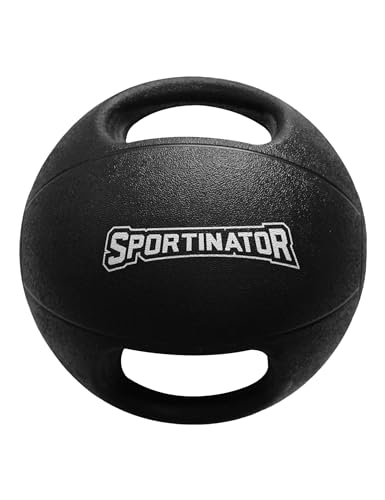 SPORTINATOR® Training's Medizinball in grau/schwarz, mit Gewichtsangabe auf dem Ball, ideal für das Kraft- und Konditionstraining. Größe 1 bis 10, Gewicht von 1 kg bis 10 kg (5)