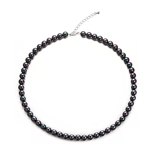 Aleasha Perlenkette Damen schwarz perlenkette Kurze perlenkette mit 6mm Hochzeit Bräute Schmuck