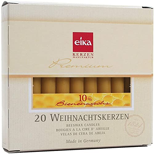 Eika 10262710 Baumkerzen 10% Bienenwachs, 20er Packung, 10cm x 1,25cm