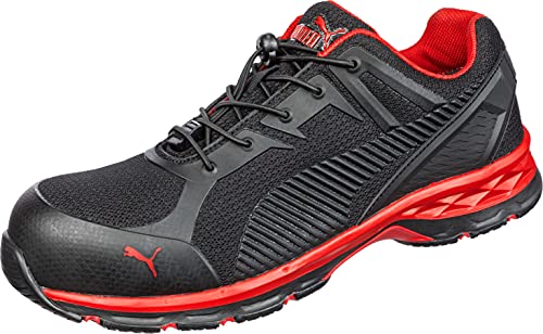 PUMA Safety Herren Fuse Motion 2.0 RED Low 643890-45 ESD Sicherheitsschuh S1P Groeße: 45 Schwarz, Rot 1 Pa
