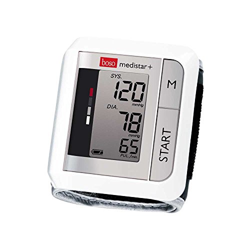 boso medistar+ – Handgelenk Blutdruckmessgerät mit Speicher für 90 Messungen, extra großem Display und Arrhythmie-Erkennung – Inkl. Handgelenkmanschette (13,5-21,5 cm)