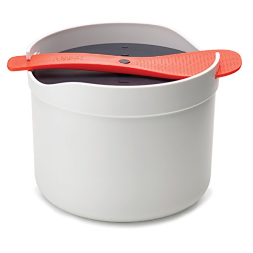 Joseph Joseph M-Cuisine - Mikrowellen Reis und Getreidekocher Dampfgarer, 2 Liter - Stein/Orange
