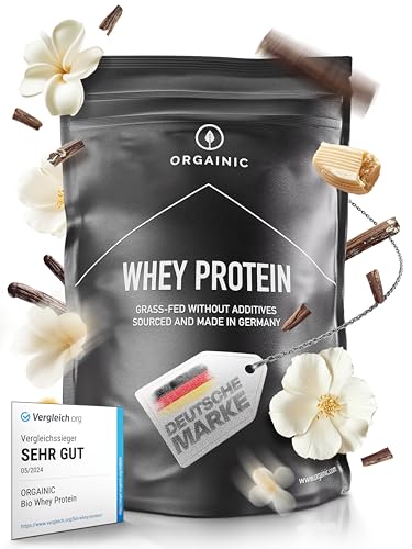 ORGAINIC Bio Natural Whey Protein - Bio Zertifiziert ohne Zusatzstoffe - Eiweißpulver aus Deutschland - Grasfütterung - 1000g